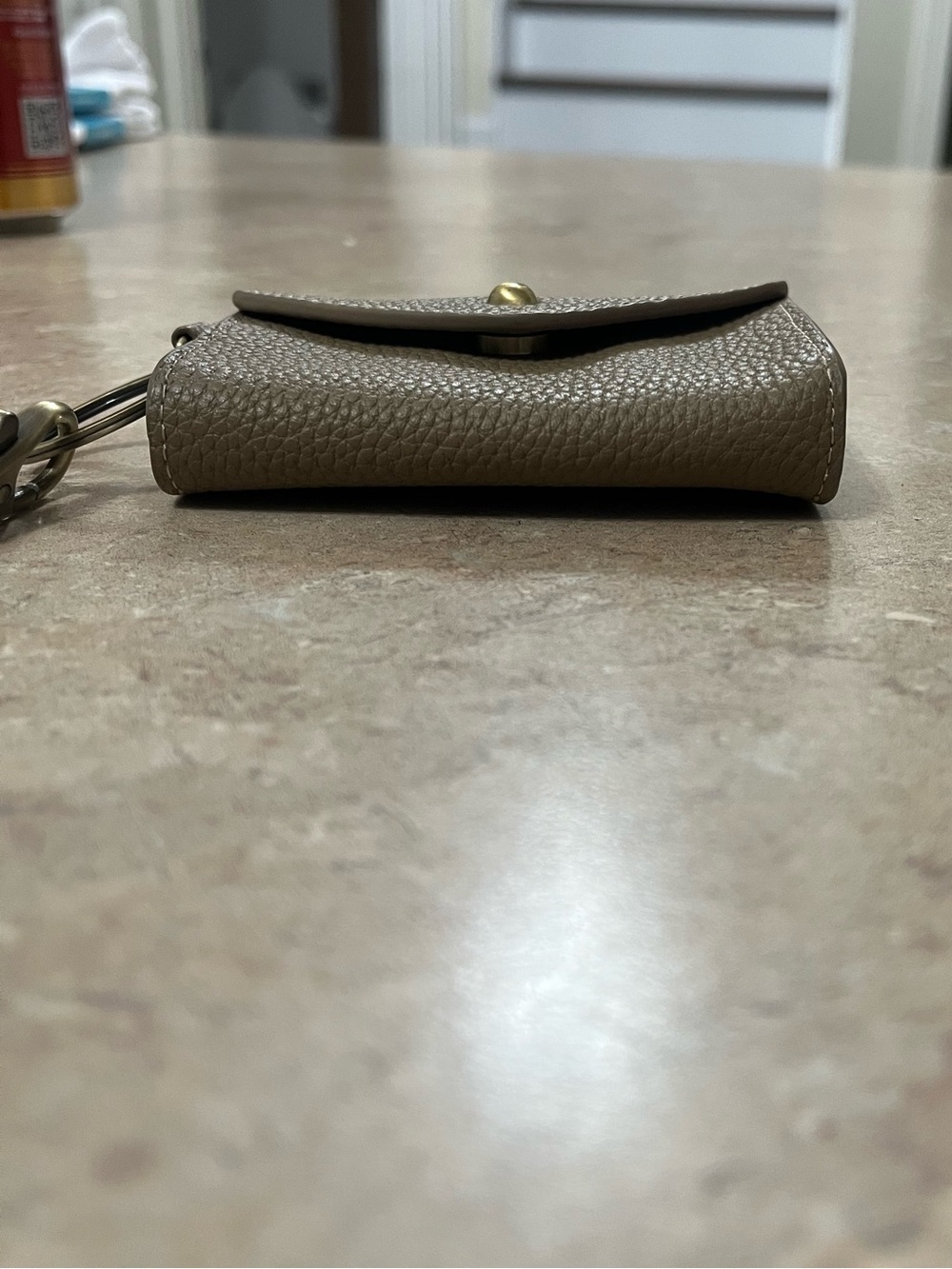 Women's Taupe Leather Key & Card Holder Wristlet - Picture 7 of 16